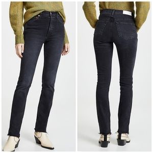 Re/Done Double Needle Long Jean Black